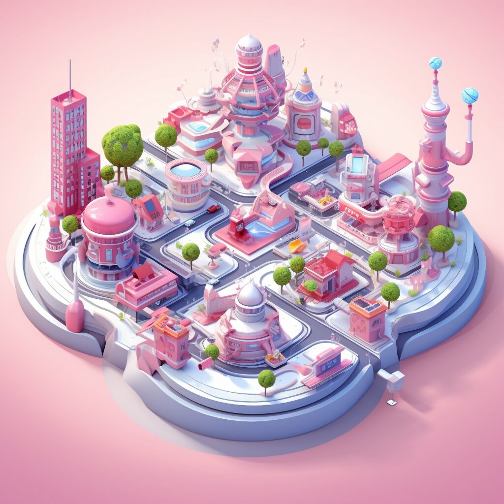 isometric view 3d rendering city